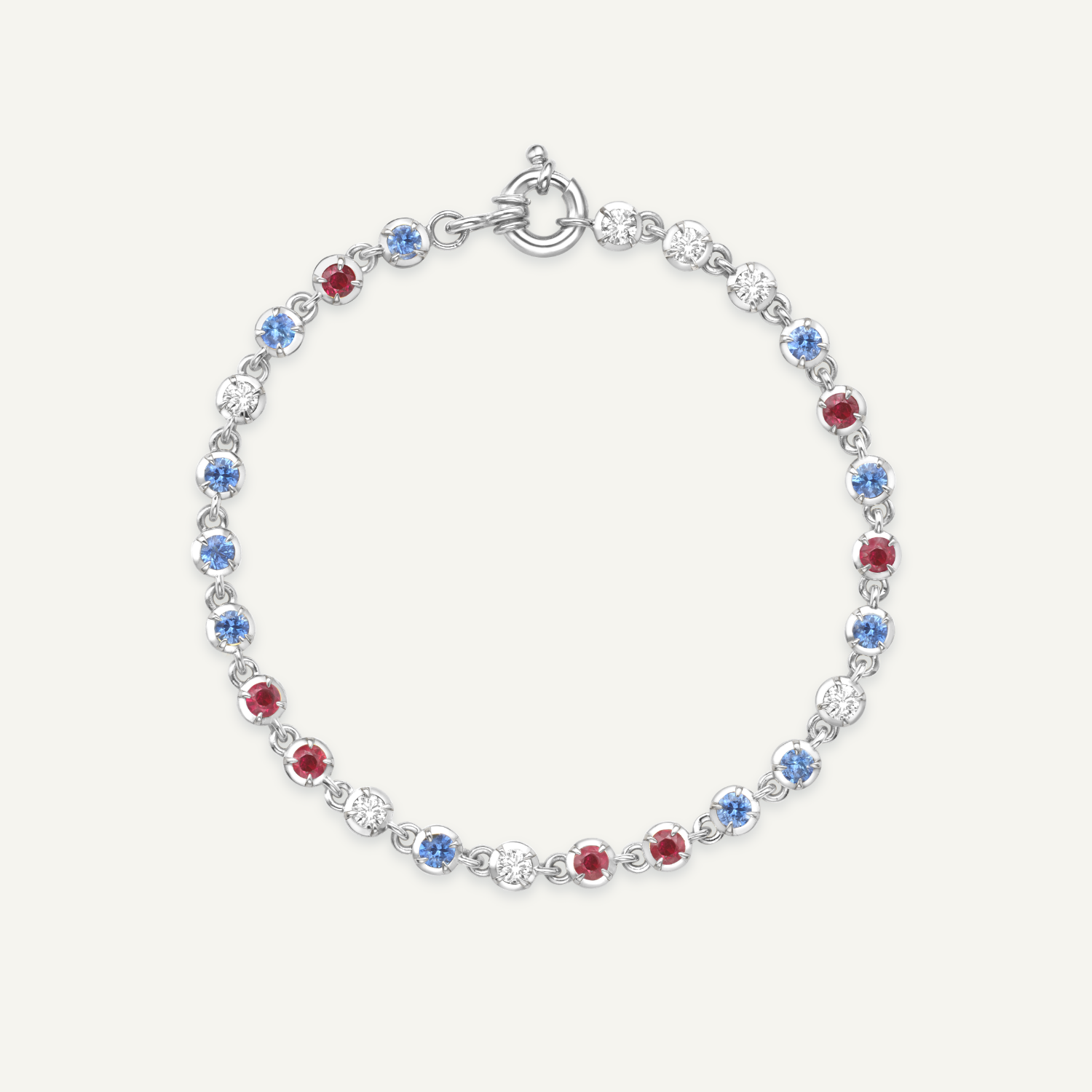 Tricolour Ballater White Gold Bracelet
