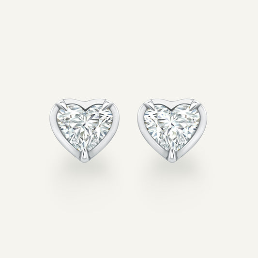 Heart White Gold Bute Studs
