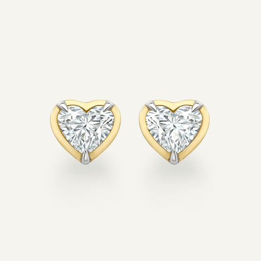 Heart Yellow Gold Bute Studs