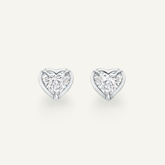 Heart White Gold Bute Studs