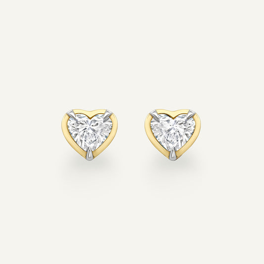 Heart Yellow Gold Bute Studs