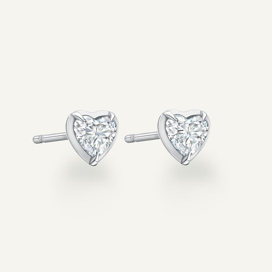 Heart White Gold Bute Studs