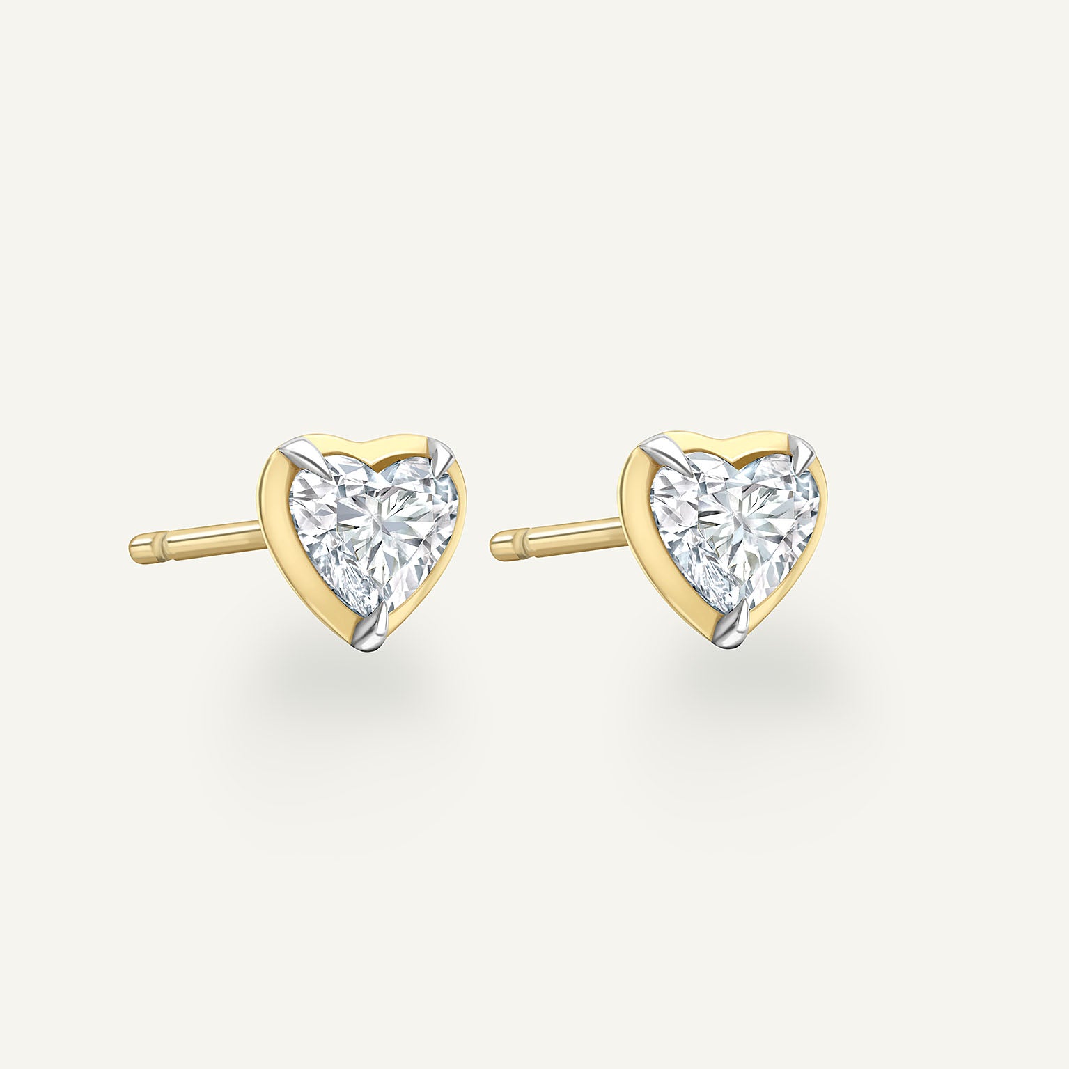 Heart Yellow Gold Bute Studs