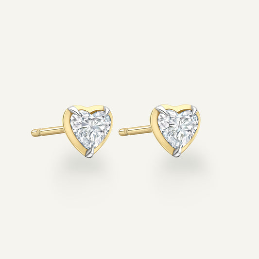 Heart Yellow Gold Bute Studs