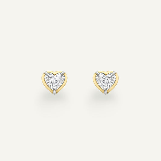 Heart Yellow Gold Bute Studs