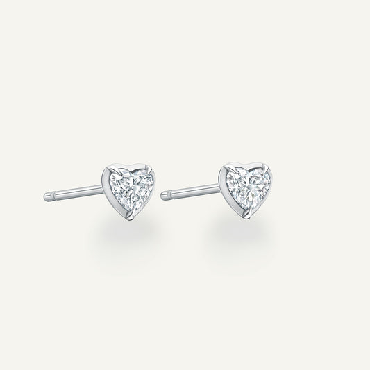 Heart White Gold Bute Studs