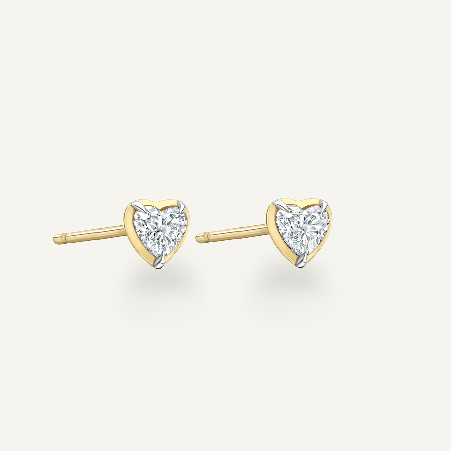 Heart Yellow Gold Bute Studs