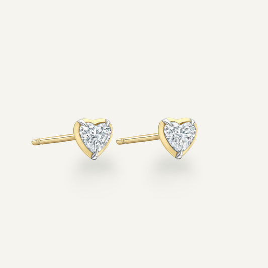 Heart Yellow Gold Bute Studs