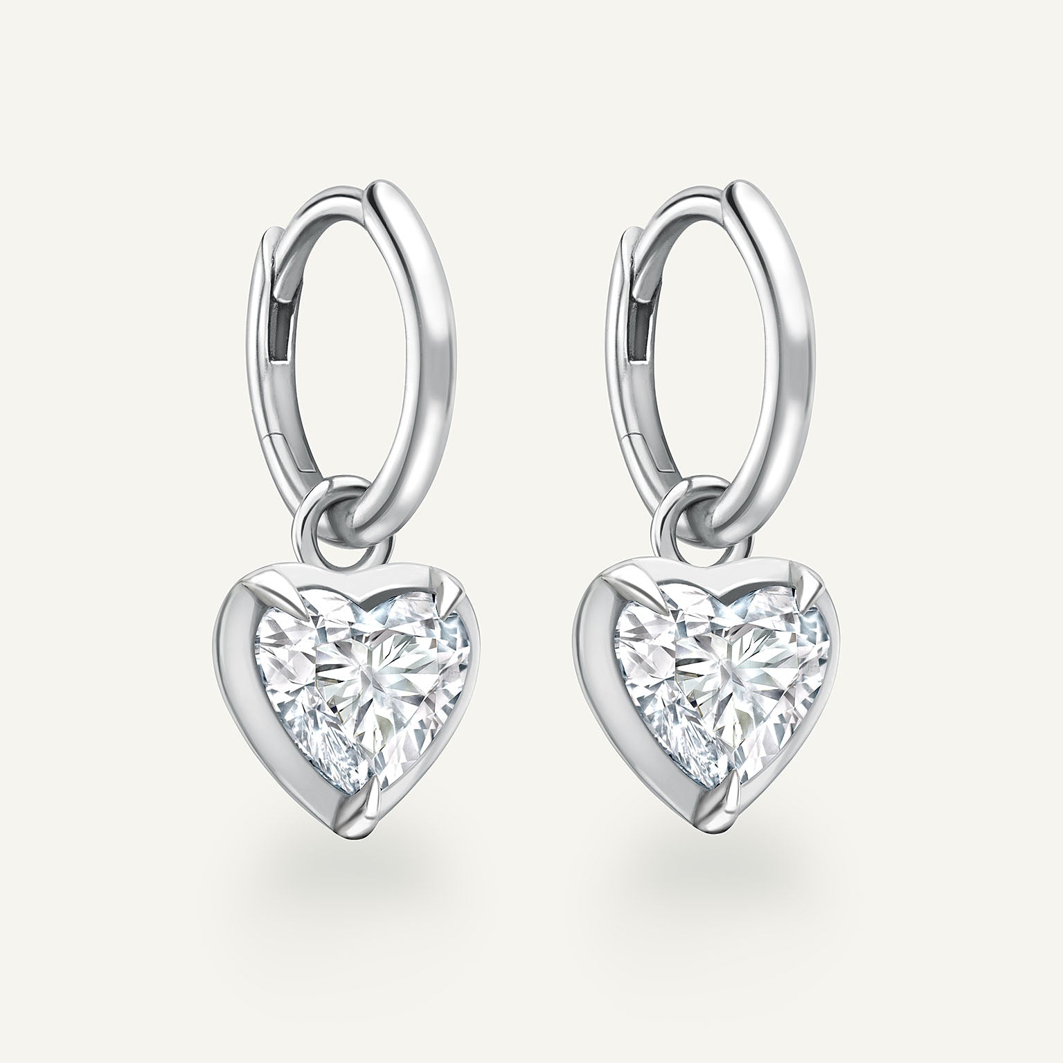 Large Heart Kildonan White Gold Earrings