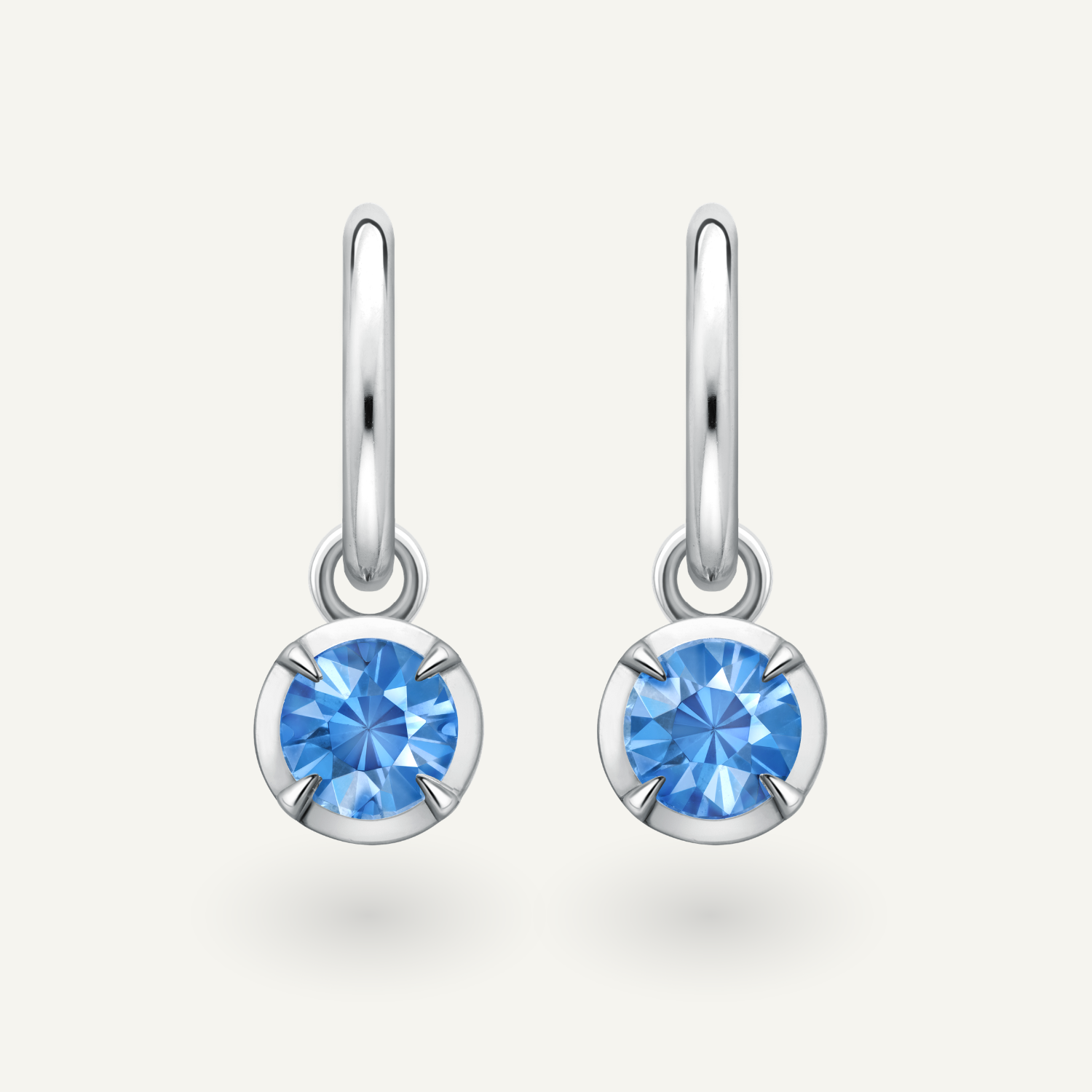Blue Sapphire Large Round Kildonan White Gold Earrings