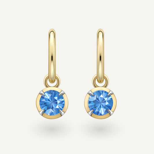 Blue Sapphire Large Round Kildonan Yellow Gold Earrings
