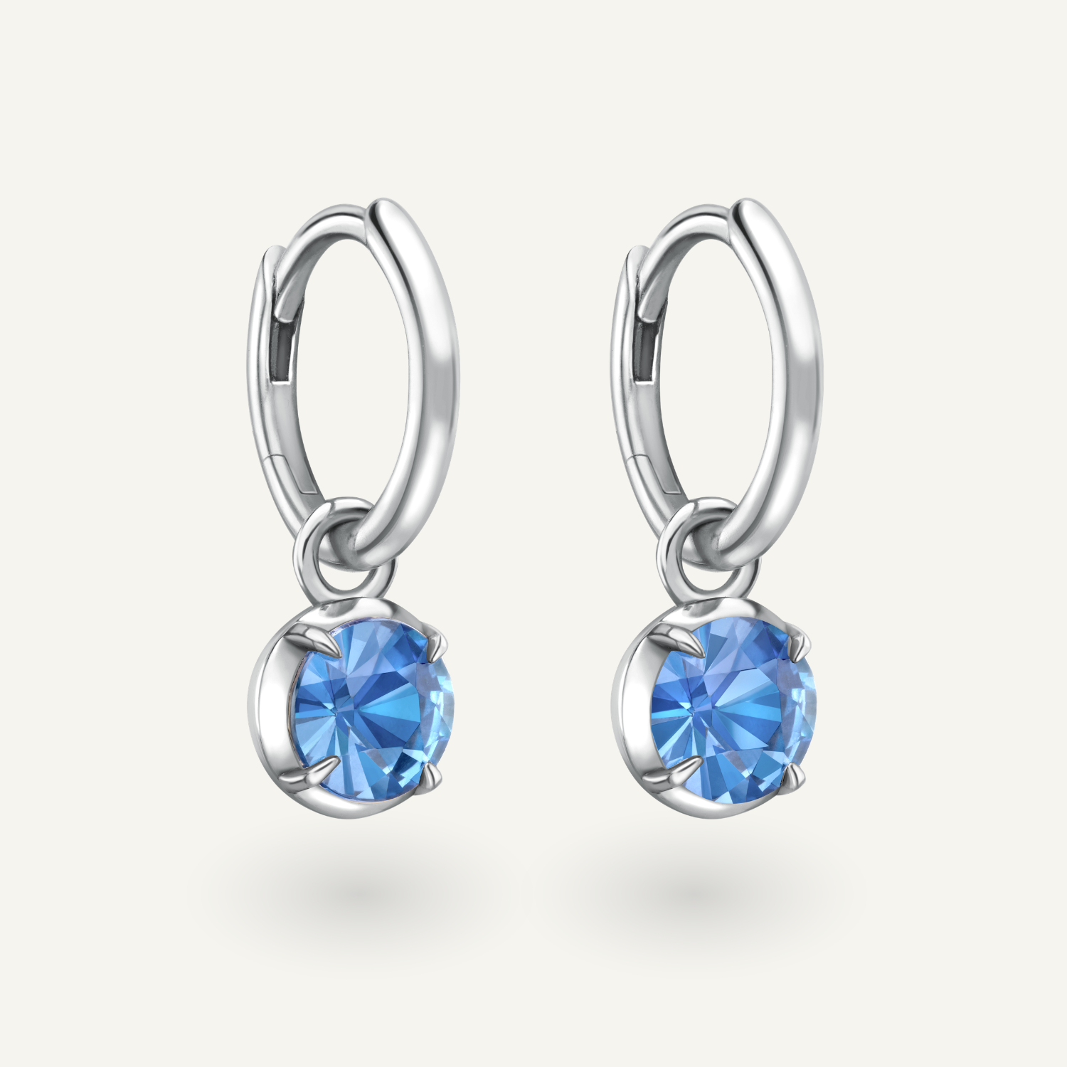 Blue Sapphire Large Round Kildonan White Gold Earrings