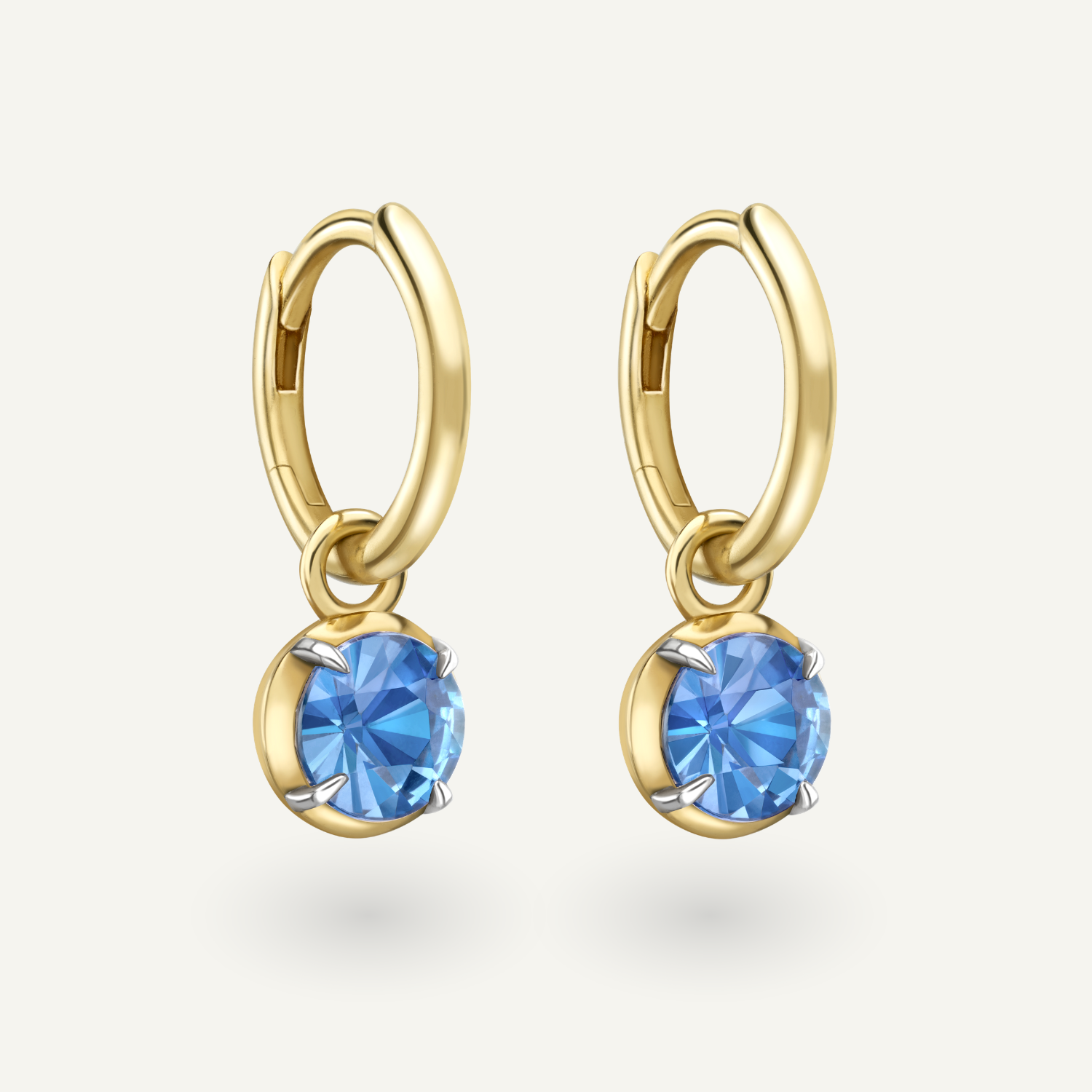 Blue Sapphire Large Round Kildonan Yellow Gold Earrings