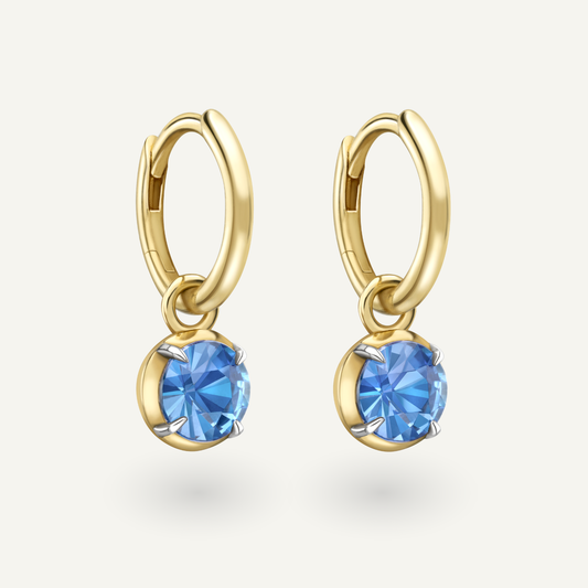 Blue Sapphire Large Round Kildonan Yellow Gold Earrings