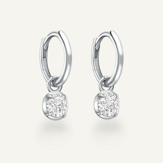 Medium Round Kildonan White Gold Earrings