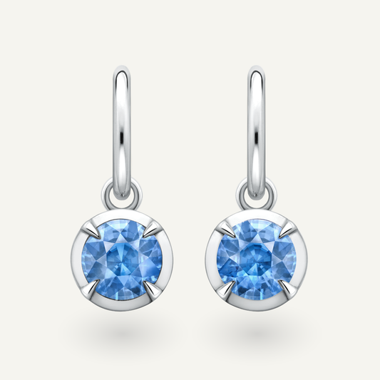 Blue Sapphire Mega Round Kildonan White Gold Earrings