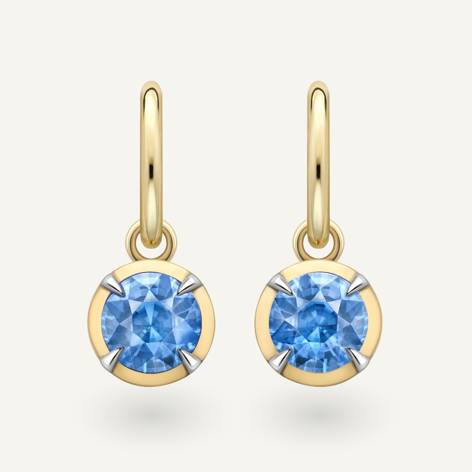 Blue Sapphire Mega Round Kildonan Yellow Gold Earrings