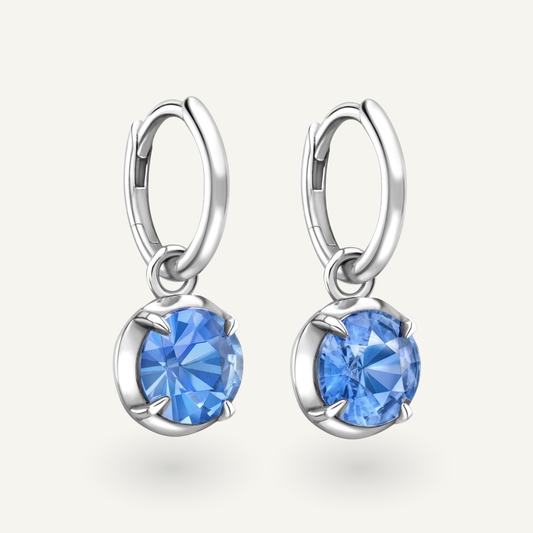 Blue Sapphire Mega Round Kildonan White Gold Earrings