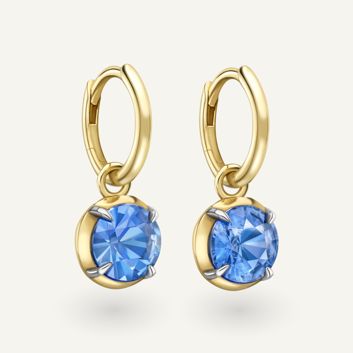 Blue Sapphire Mega Round Kildonan Yellow Gold Earrings