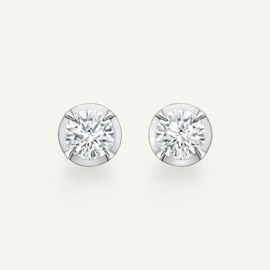 Round White Gold Bute Studs (In Stock)