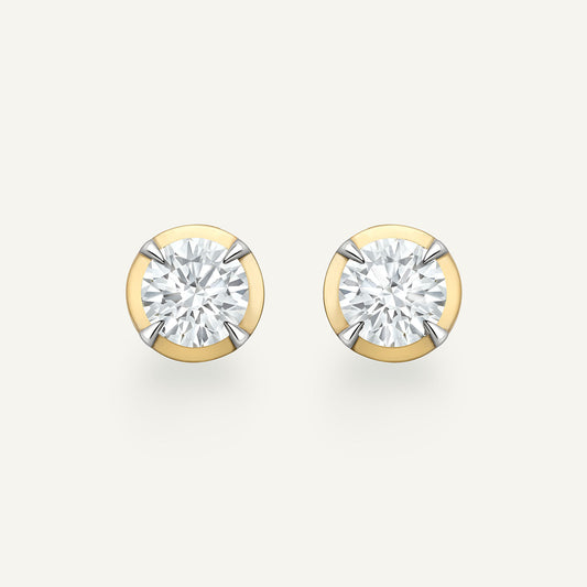 Round Yellow Gold Bute Studs