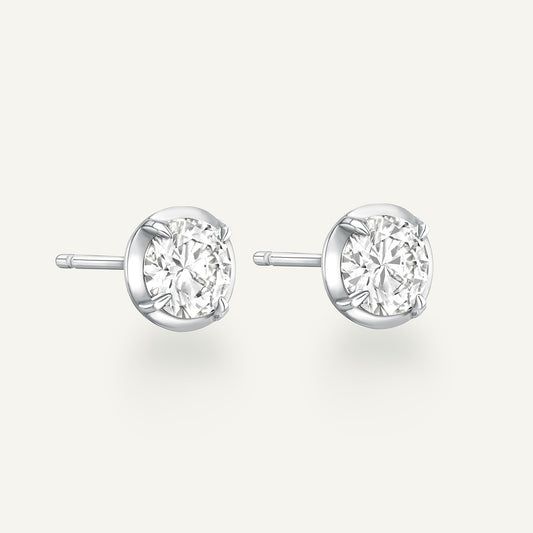Round White Gold Bute Studs (In Stock)
