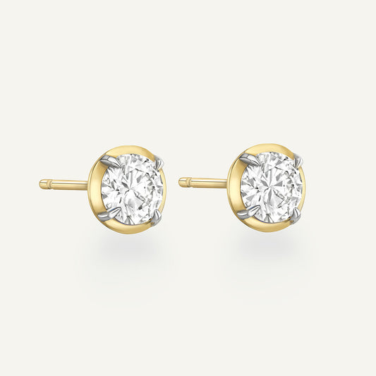Round Yellow Gold Bute Studs