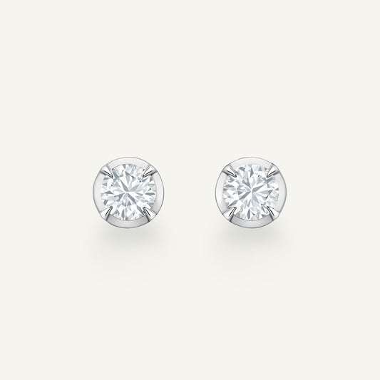 Round White Gold Bute Studs (In Stock)