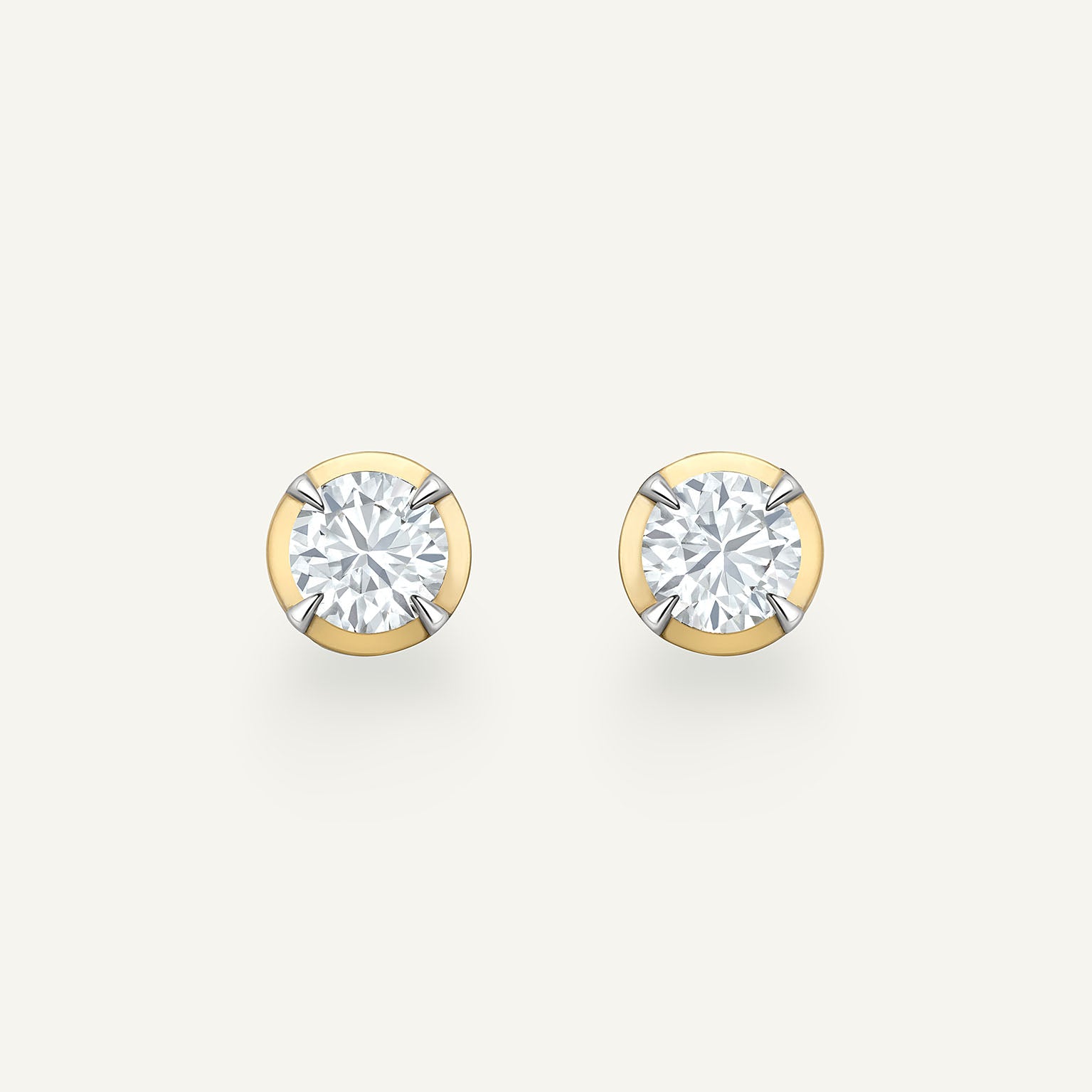 Round Yellow Gold Bute Studs