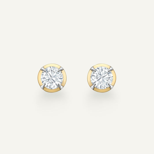 Round Yellow Gold Bute Studs