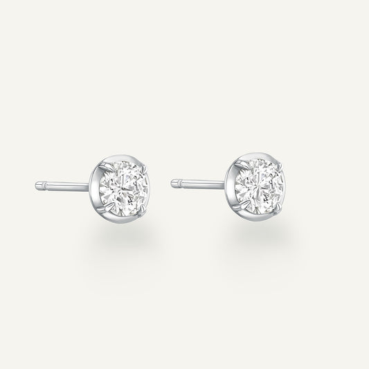 Round White Gold Bute Studs (In Stock)