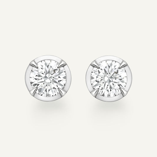 Round White Gold Bute Studs (In Stock)