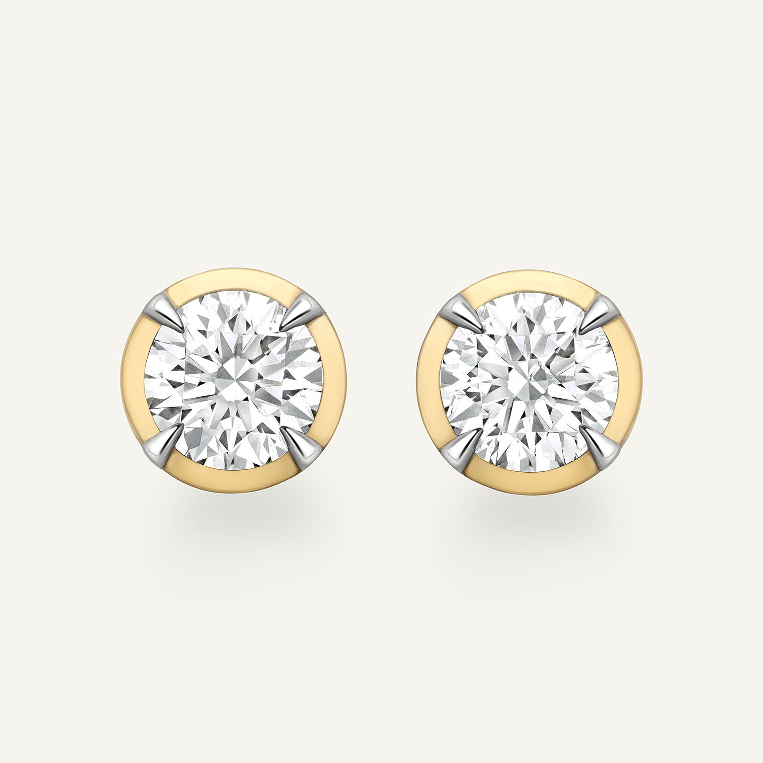 Round Yellow Gold Bute Studs