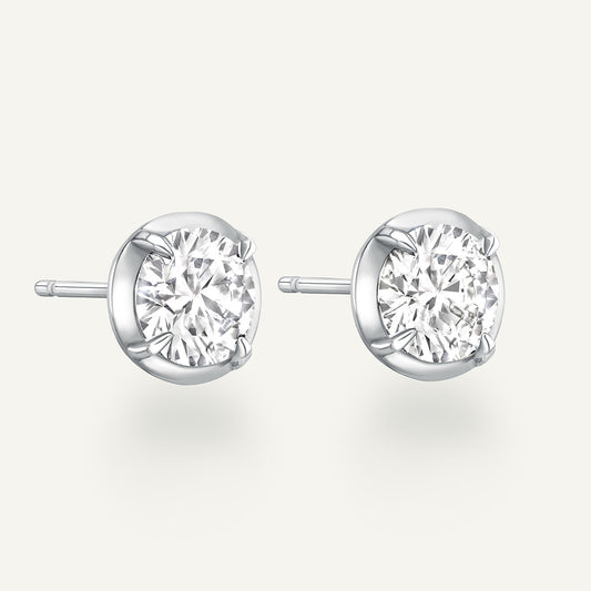 Round White Gold Bute Studs (In Stock)