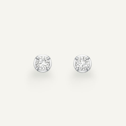 Round White Gold Bute Studs (In Stock)