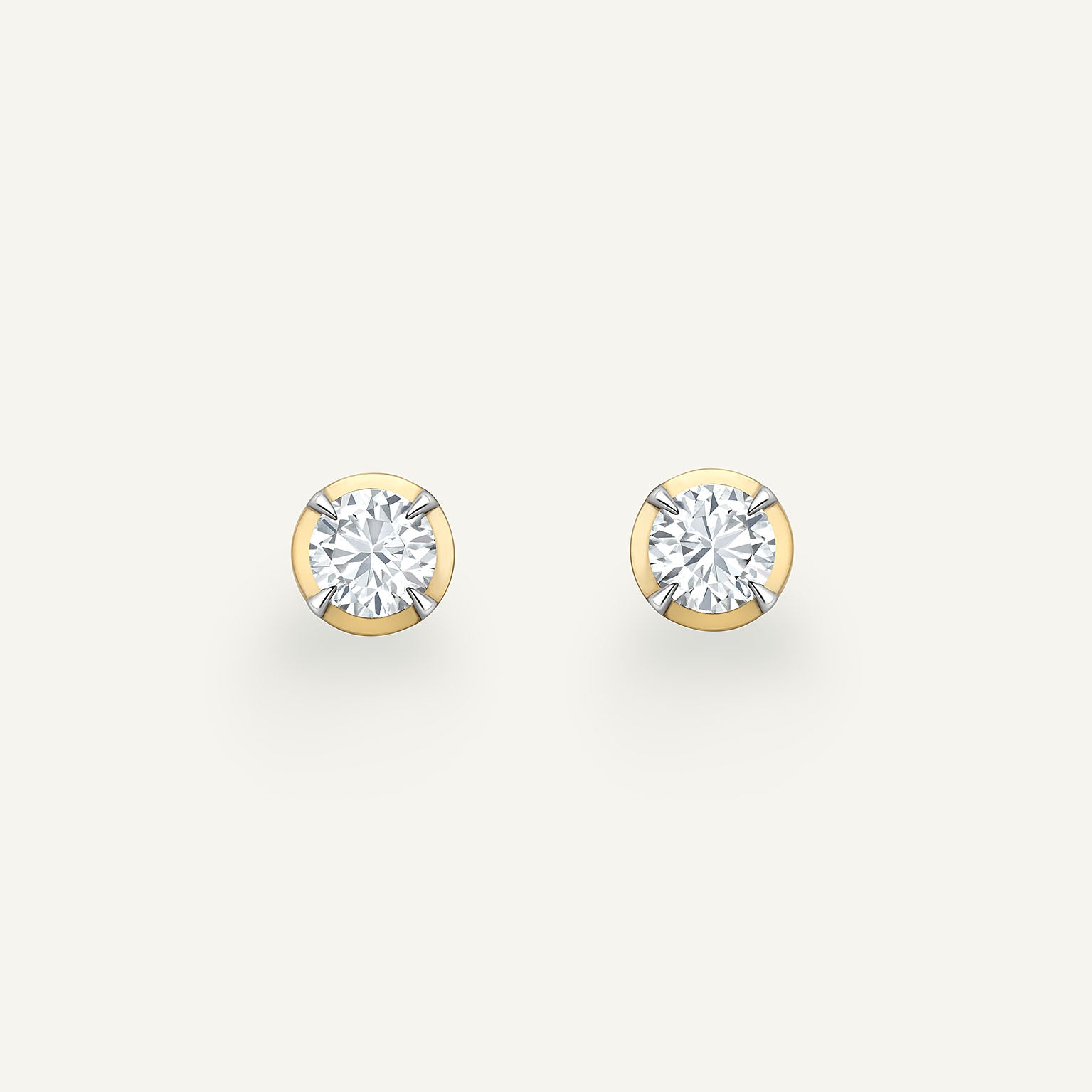 Round Yellow Gold Bute Studs