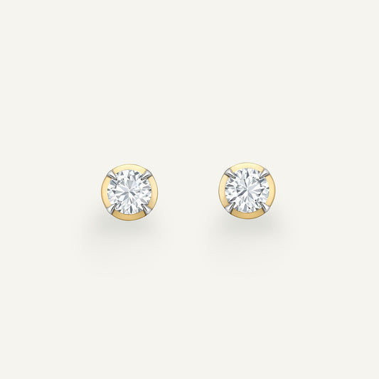 Round Yellow Gold Bute Studs
