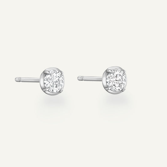 Round White Gold Bute Studs (In Stock)