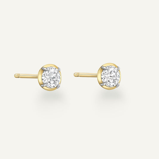 Round Yellow Gold Bute Studs