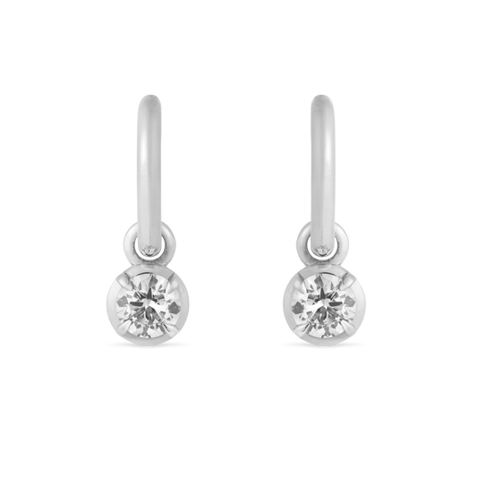 Medium Round Kildonan White Gold Earrings