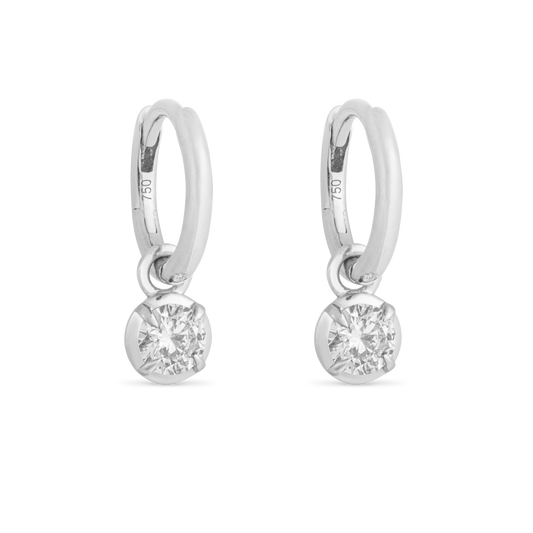 Medium Round Kildonan White Gold Earrings