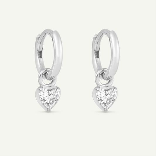 Medium Heart Kildonan White Gold Earrings