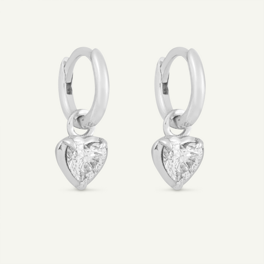 Large Heart Kildonan White Gold Earrings