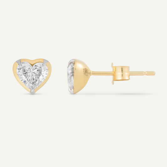 Heart Yellow Gold Bute Studs