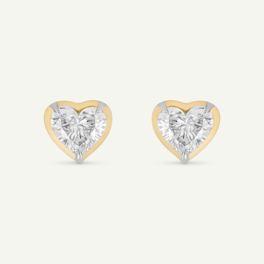 Heart Yellow Gold Bute Studs