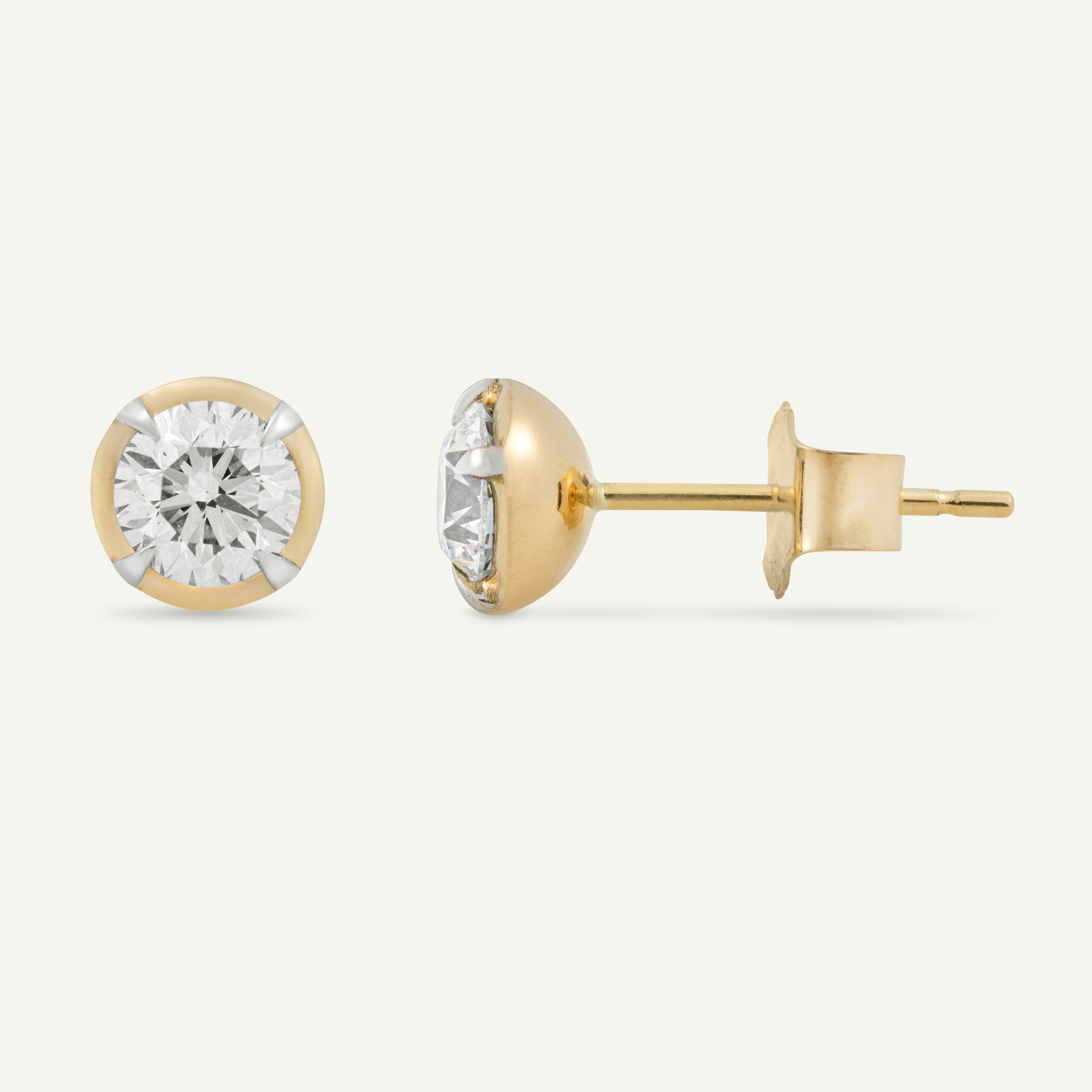 Round Yellow Gold Bute Studs