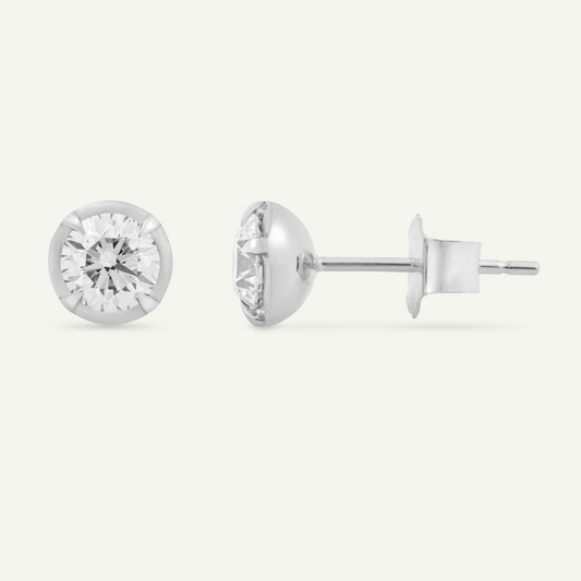 Round White Gold Bute Studs