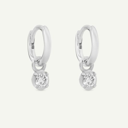 Small Round Kildonan White Gold Earrings
