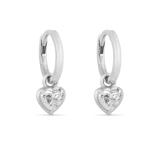 Medium Heart Kildonan White Gold Earrings