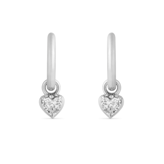 Small Heart Kildonan White Gold Earrings